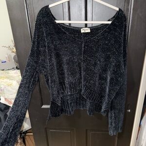 Show Me Your MuMu OVERSIZED Black Off-the-Shoulder Scoop-Neck Sweater